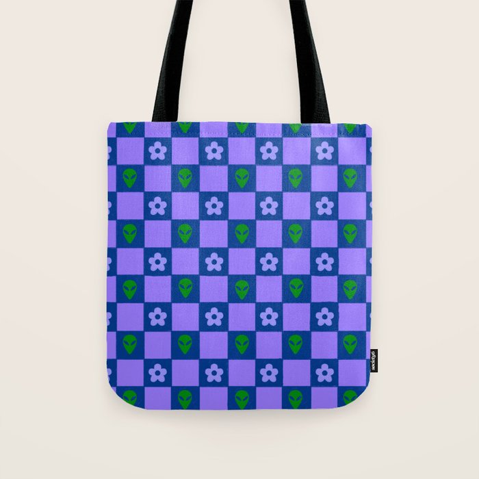 Alien Daisy Checkerboard Tote Bag Gallery Image 1