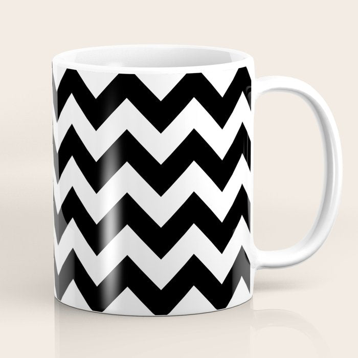 Chevron Black & White Coffee Mug Gallery Image 1