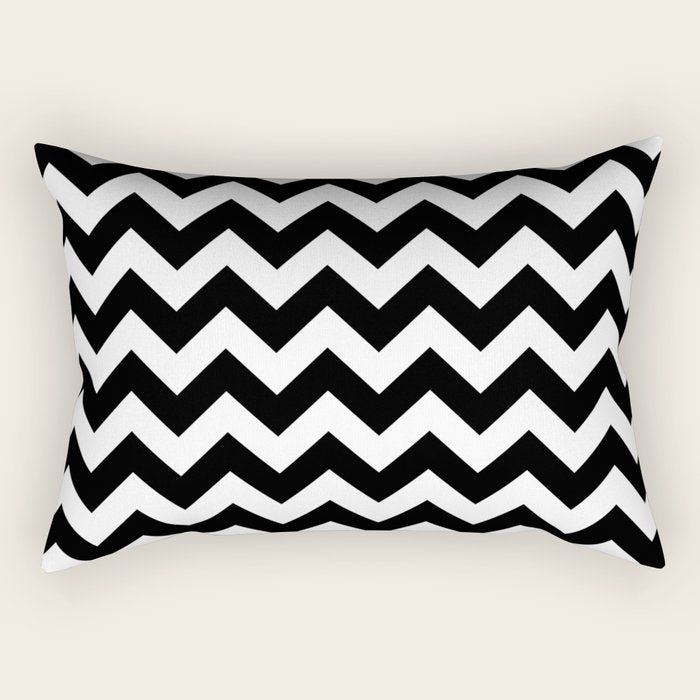 Chevron Black & White Rectangular Pillow Gallery Image 2