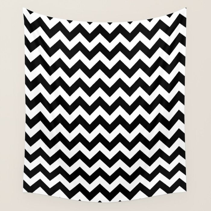 Chevron Black & White Wall Tapestry Gallery Image 4