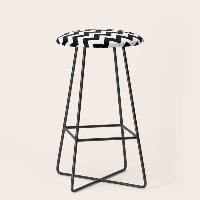 Chevron Black & White Stool Gallery Image 1