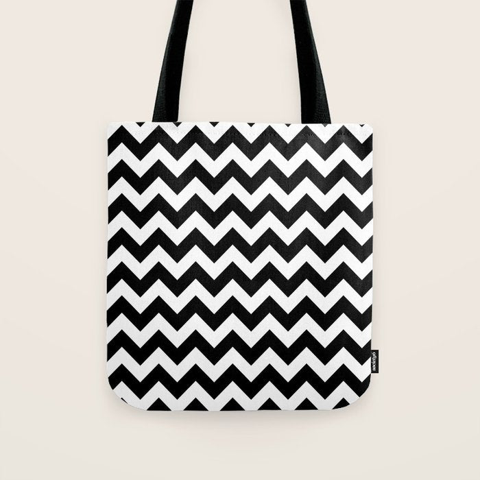 Chevron Black & White Tote Bag Gallery Image 1