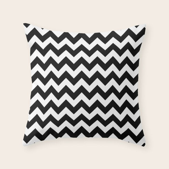 Chevron Black & White Throw Pillow Gallery Image 1
