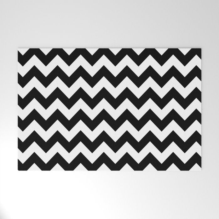 Chevron Black & White Welcome Mat Gallery Image 1