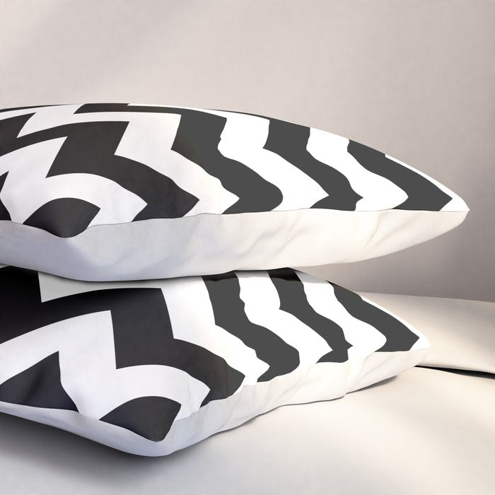 Chevron Black & White Pillow Sham Gallery Image 3