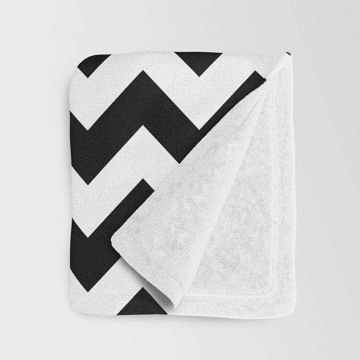Chevron Black & White Throw Blanket Gallery Image 3