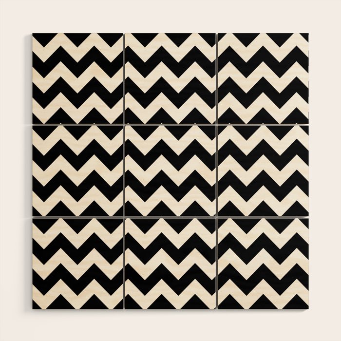 Chevron Black & White Wood Wall Art Gallery Image 1