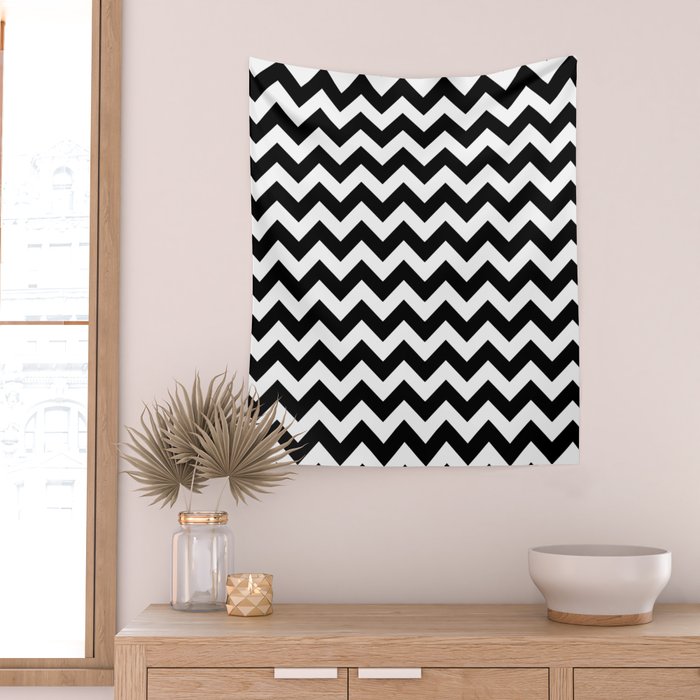 Chevron Black & White Wall Tapestry Gallery Image 2