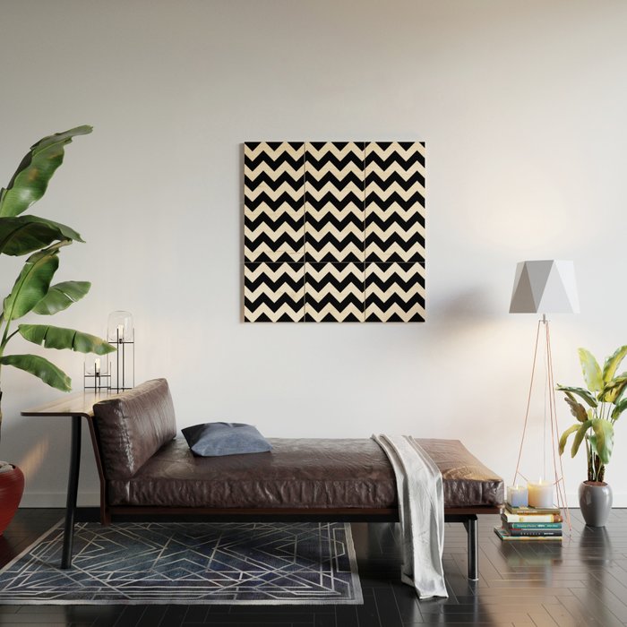 Chevron Black & White Wood Wall Art Gallery Image 2