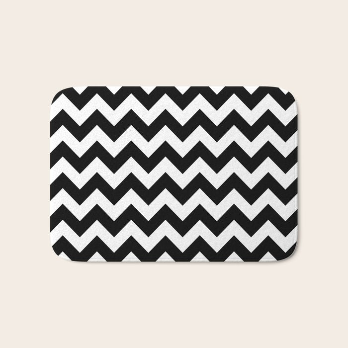 Chevron Black & White Bath Mat Gallery Image 1