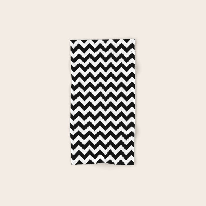 Chevron Black & White Bath Towel Gallery Image 1