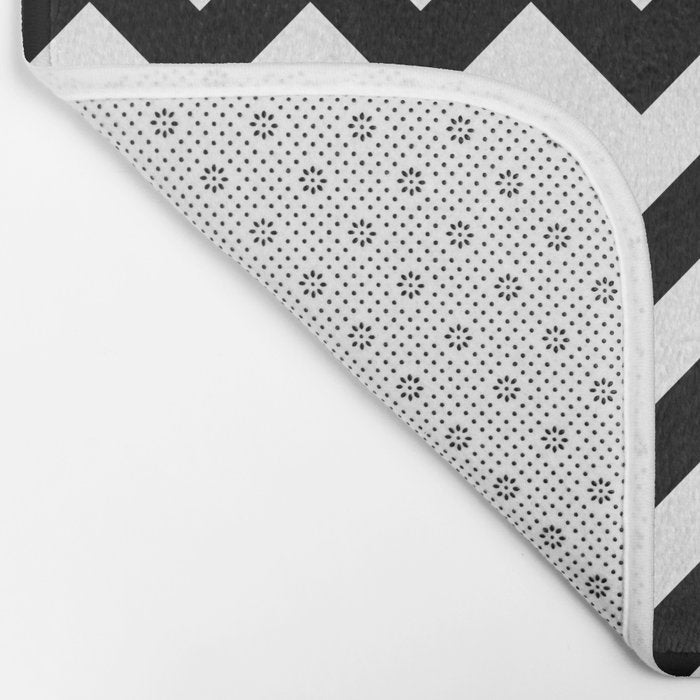 Chevron Black & White Bath Mat Gallery Image 2
