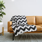 Chevron Black & White Throw Blanket Gallery Image 1