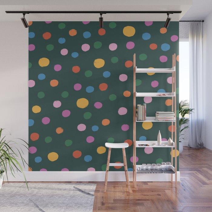 Dancing Balls on Green Wall Mural Gallery Image 1