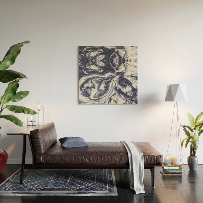 Marble indigo Wood Wall Art Gallery Image 2