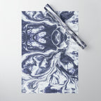 Marble indigo Wrapping Paper Gallery Image 1