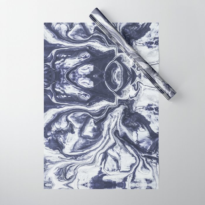 Marble indigo Wrapping Paper Gallery Image 1