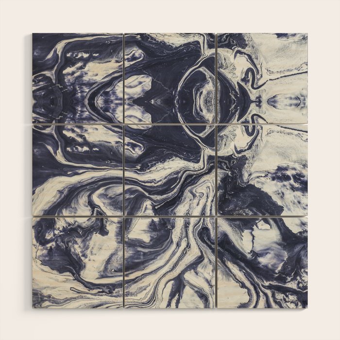 Marble indigo Wood Wall Art Gallery Image 1
