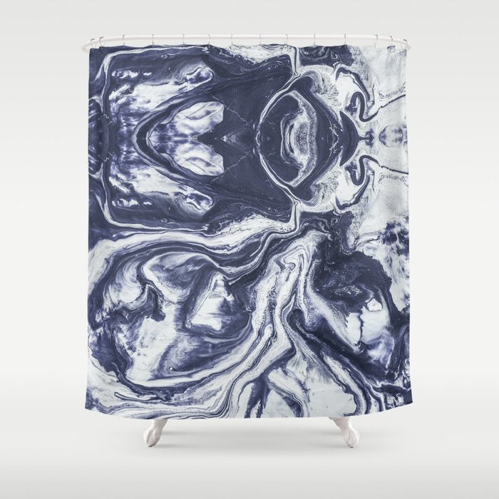 Marble indigo Shower Curtain Gallery Image 1