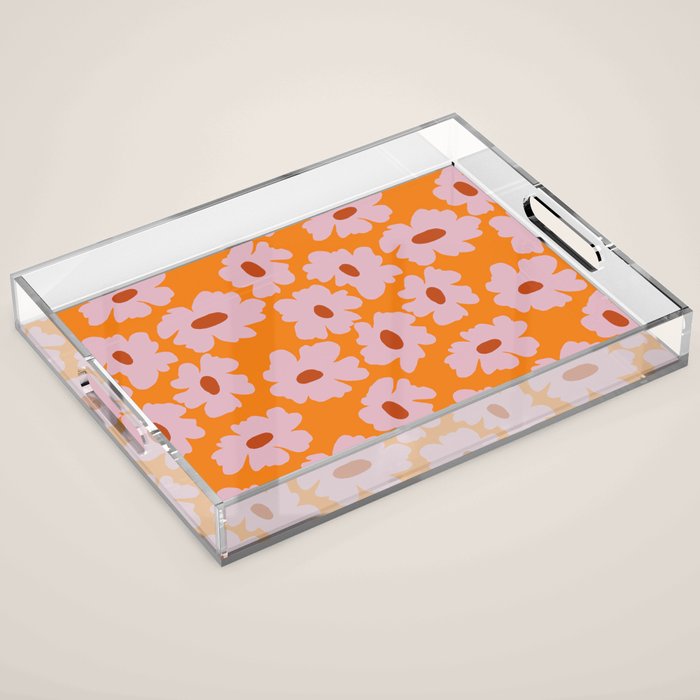 Lazy Pink floral  Acrylic Tray Gallery Image 1