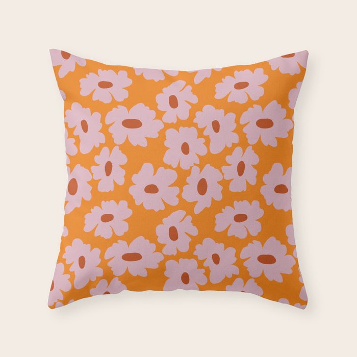 Lazy Pink floral  Throw Pillow Gallery Image 1