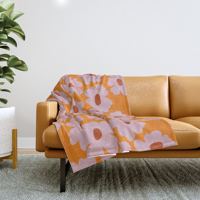 Lazy Pink floral  Throw Blanket Gallery Image 1