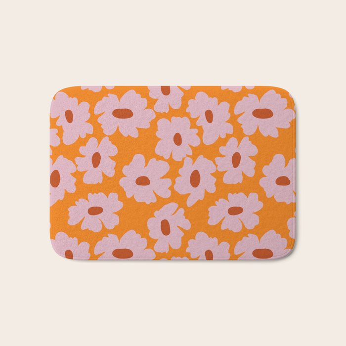 Lazy Pink floral  Bath Mat Gallery Image 1