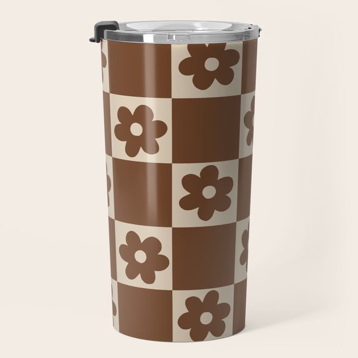 flower check âÂ all over chocolate Travel Mug Gallery Image 3