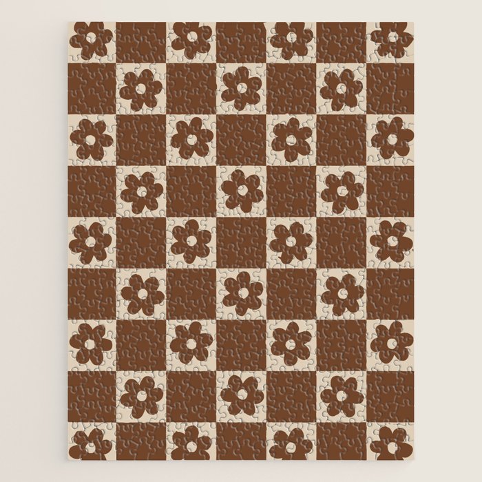 flower check âÂ all over chocolate Jigsaw Puzzle Gallery Image 1