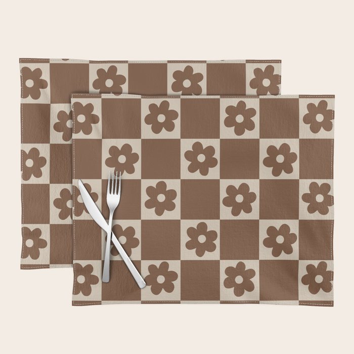 flower check âÂ all over chocolate Placemat Gallery Image 1