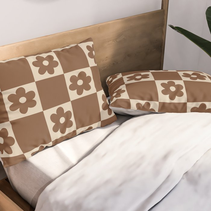 flower check âÂ all over chocolate Pillow Sham Gallery Image 2