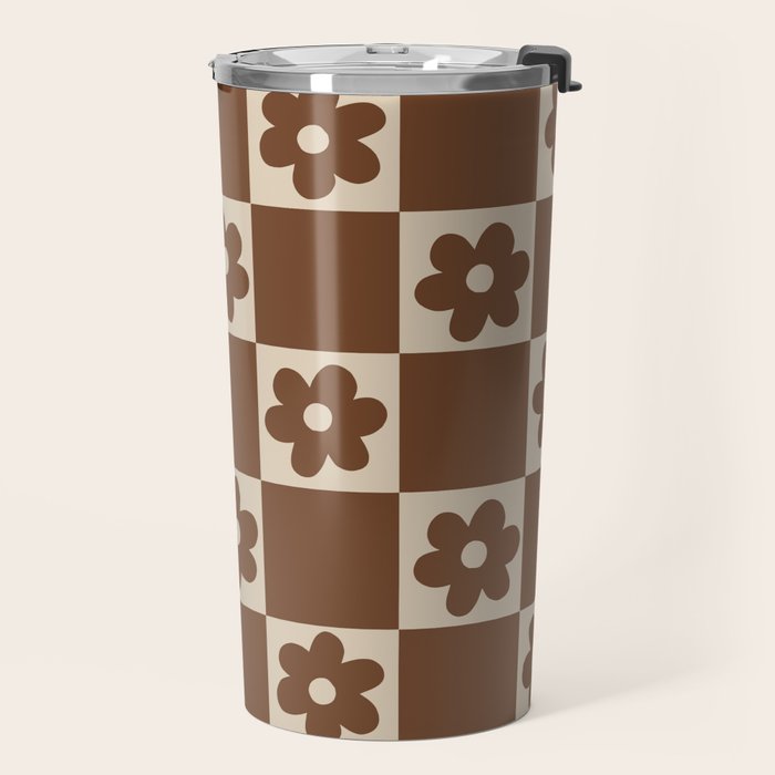 flower check âÂ all over chocolate Travel Mug Gallery Image 2