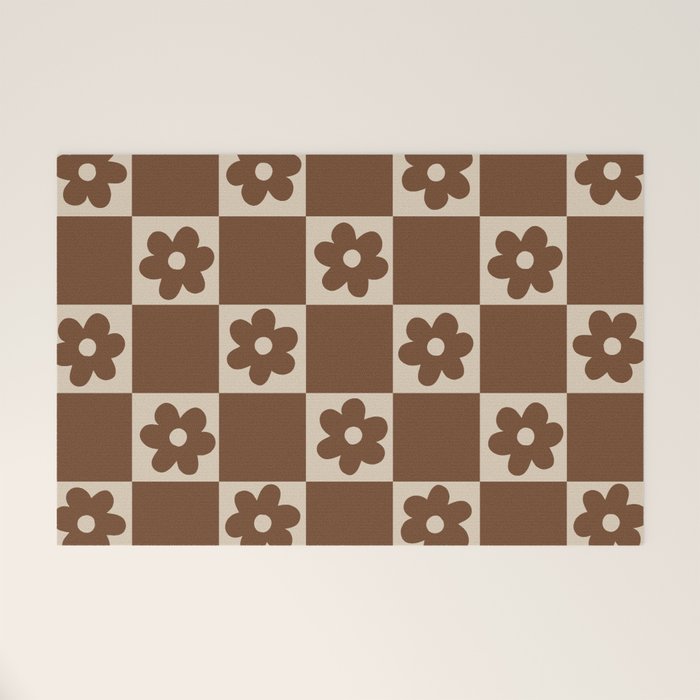 flower check âÂ all over chocolate Welcome Mat Gallery Image 1