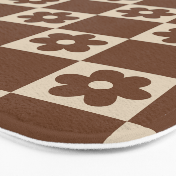 flower check âÂ all over chocolate Bath Mat Gallery Image 3