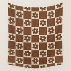 flower check âÂ all over chocolate Wall Tapestry Gallery Image 4