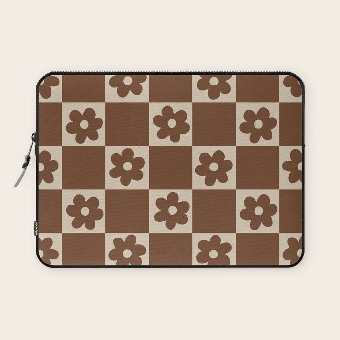 flower check âÂ all over chocolate Laptop Sleeve Gallery Image 1
