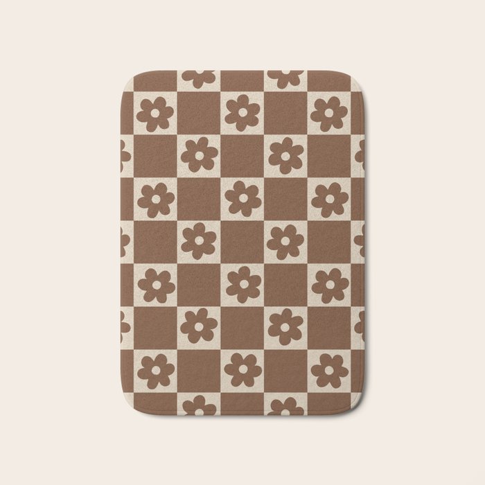 flower check âÂ all over chocolate Bath Mat Gallery Image 1