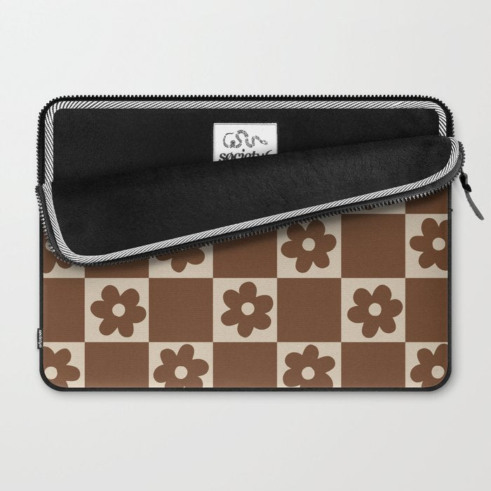 flower check âÂ all over chocolate Laptop Sleeve Gallery Image 2
