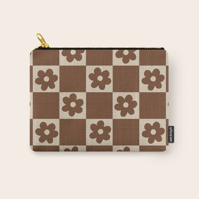 flower check âÂ all over chocolate Carry All Pouch Gallery Image 1