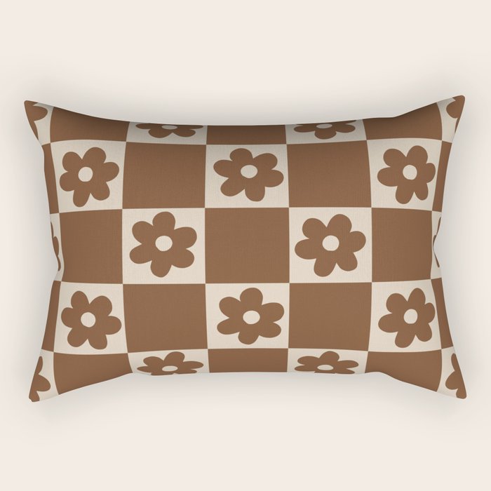 flower check âÂ all over chocolate Rectangular Pillow Gallery Image 2