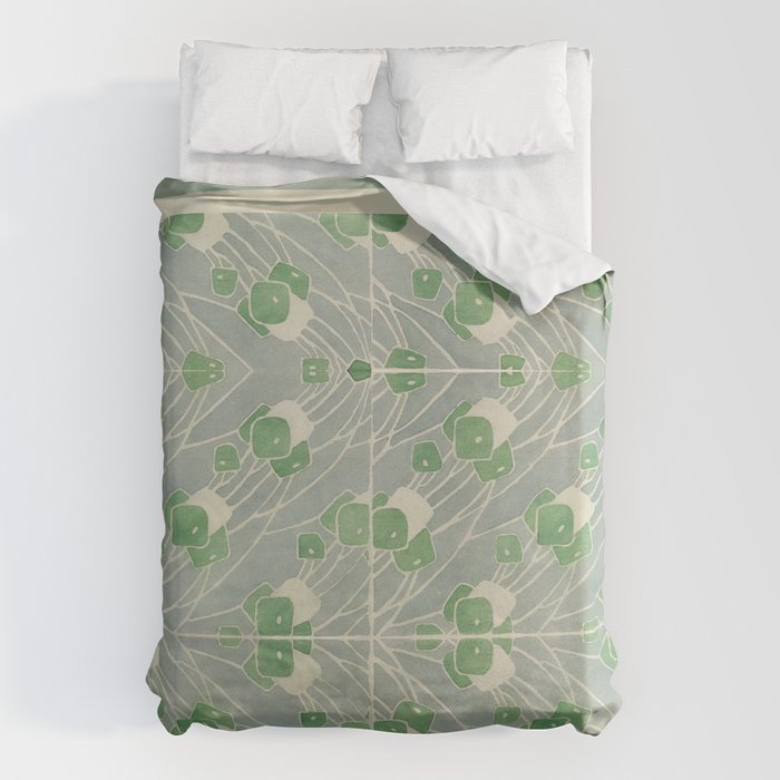 Green Geometric 1915 Hannah Borger Overbeck Duvet Cover Gallery Image 1