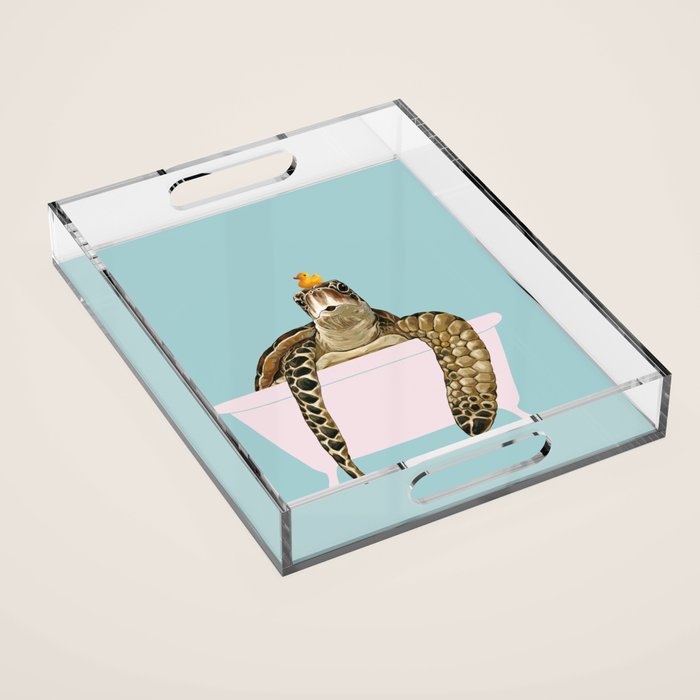 Sea Turtle in Bathtub in Blue Acrylic Tray Gallery Image 1