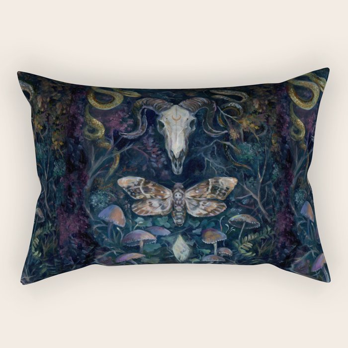 Death Moth Goat Skull Rectangular Pillow Gallery Image 2