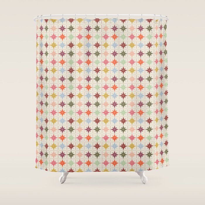 Paper Stars Tile Shower Curtain Gallery Image 1