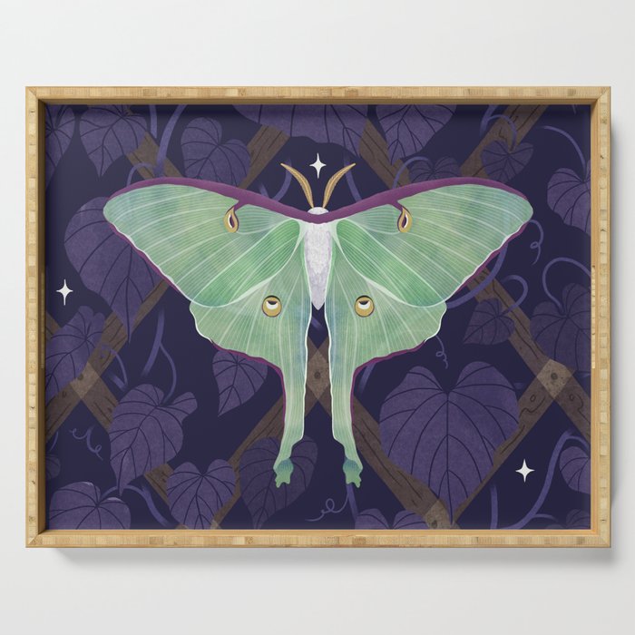 Night Trellis (Luna Moth) Serving Tray Gallery Image 1