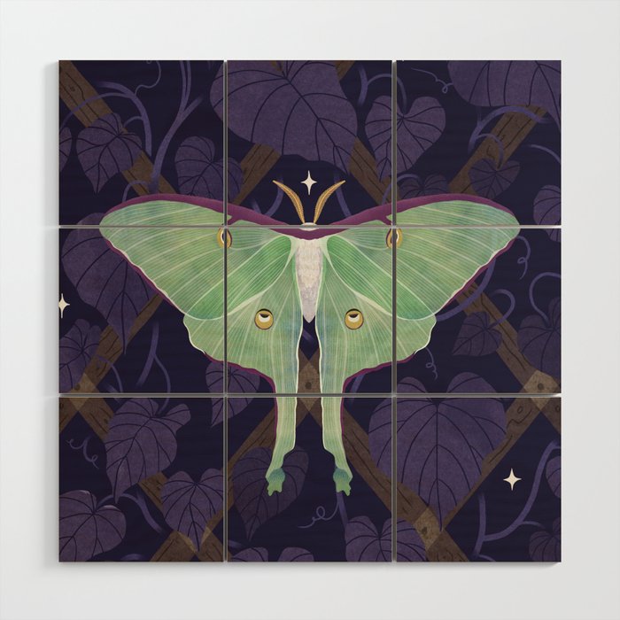 Night Trellis (Luna Moth) Wood Wall Art Gallery Image 1