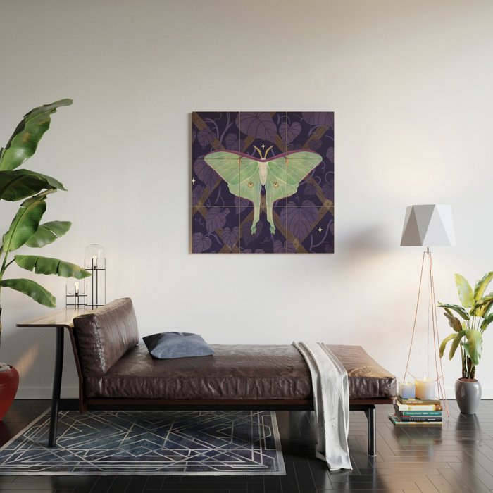 Night Trellis (Luna Moth) Wood Wall Art Gallery Image 2