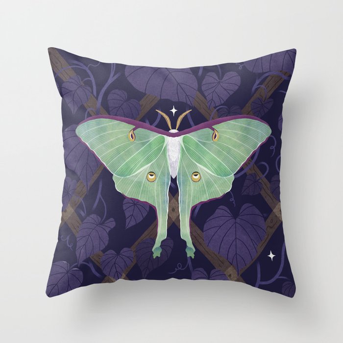 Night Trellis (Luna Moth) Throw Pillow Gallery Image 6