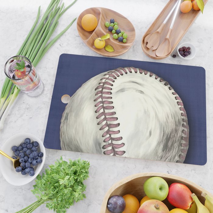 Vintage Distressed Baseball Art Navy Blue Cutting Board Gallery Image 2