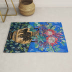 Painterly Bouquet of Proteas in Greek Horse Urn on Blue Rug Gallery Image 1